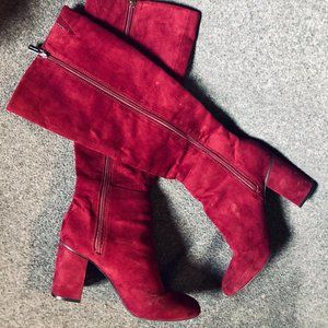LAST CHANCE!! Maroon Vegan Leather Knee High Boots